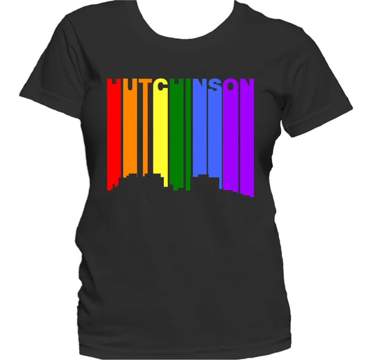Hutchinson Kansas LGBTQ Gay Pride Rainbow Skyline Women's T-Shirt