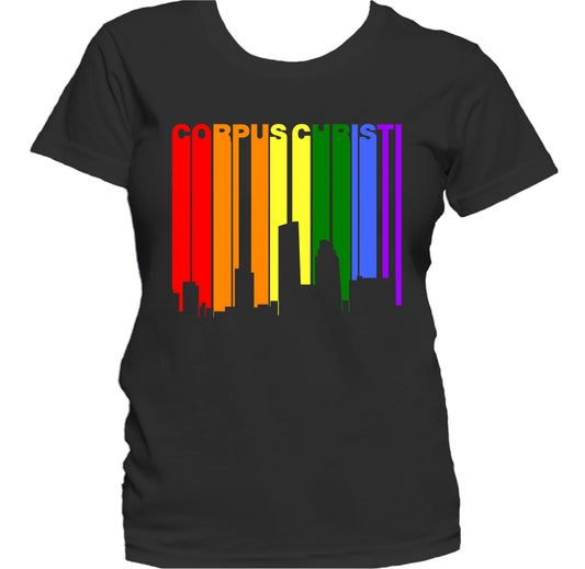 Corpus Christi Texas LGBTQ Gay Pride Rainbow Skyline Women's T-Shirt