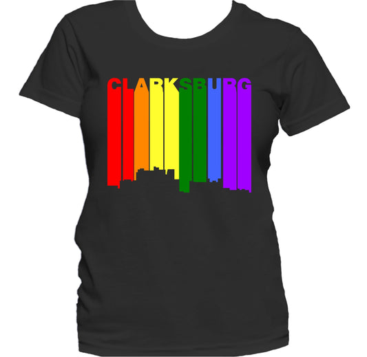 Clarksburg West Virginia LGBTQ Gay Pride Skyline Women's T-Shirt