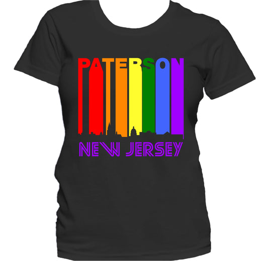Paterson New Jersey LGBTQ Gay Pride Rainbow Skyline Women's T-Shirt