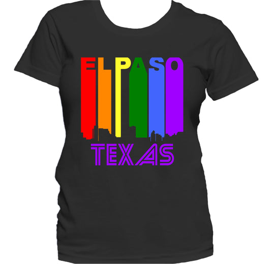El Paso Texas LGBTQ Gay Pride Rainbow Skyline Women's T-Shirt
