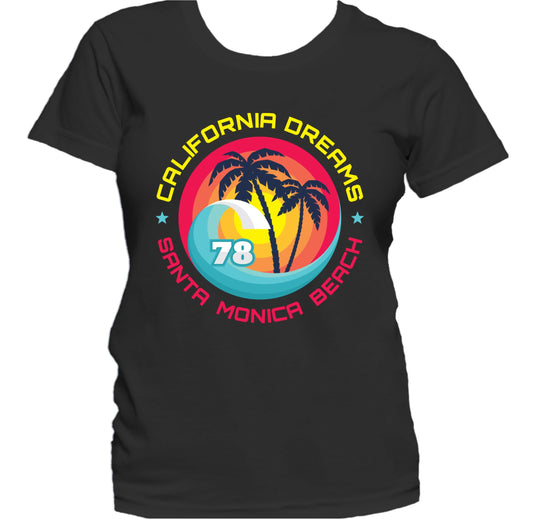 California Dreams Santa Monica Beach Vintage Retro Women's T-Shirt