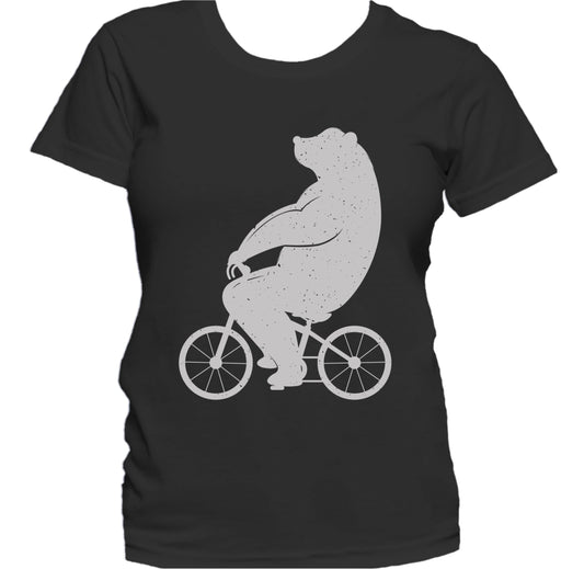 Bear Riding A Bike Vintage Retro Style Funny Women's T-Shirt