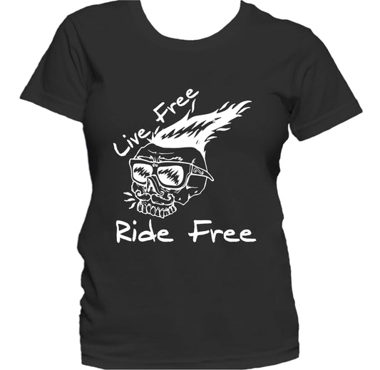 Live Free Ride Free Vintage Motorcycle Biker Skull Women's T-Shirt