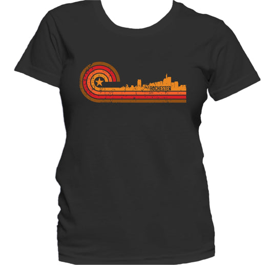 Retro Style Rochester Michigan Skyline Distressed Women's T-Shirt