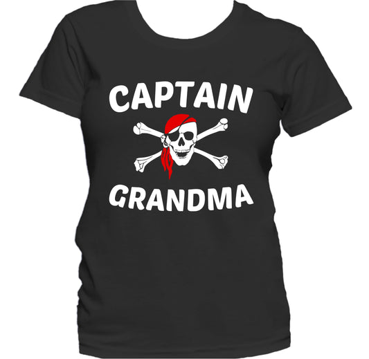 Captain Grandma Skull And Crossbones Pirate Grandparent's Day Women's T-Shirt