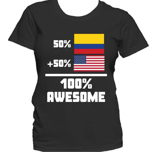 50% Colombian 50% American 100% Awesome Funny Flag Women's T-Shirt