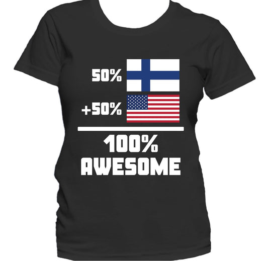 50% Finnish 50% American 100% Awesome Funny Flag Women's T-Shirt