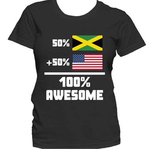 50% Jamaican 50% American 100% Awesome Funny Flag Women's T-Shirt