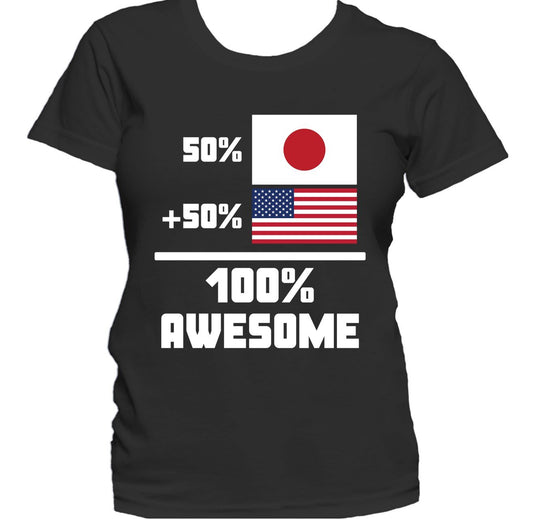 50% Japanese 50% American 100% Awesome Funny Flag Women's T-Shirt