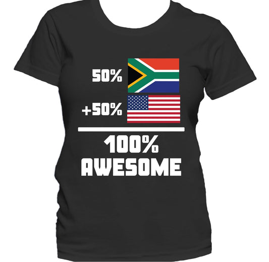 50% South African 50% American 100% Awesome Funny Flag Women's T-Shirt