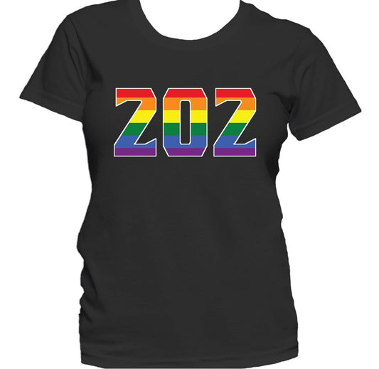 202 Area Code Washington DC Gay Pride LGBT Rainbow Women's T-Shirt