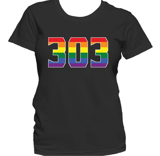 303 Area Code Denver CO Gay Pride LGBT Rainbow Women's T-Shirt