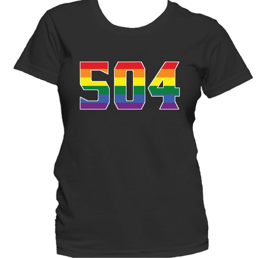 504 Area Code New Orleans LA Gay Pride LGBT Rainbow Women's T-Shirt