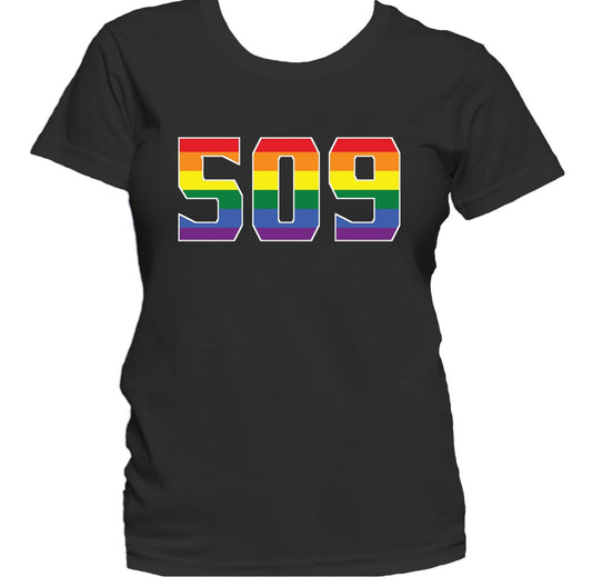 509 Area Code Spokane WA Gay Pride LGBT Rainbow Women's T-Shirt