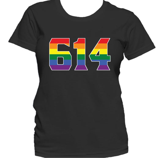 614 Area Code Columbus OH Gay Pride LGBT Rainbow Women's T-Shirt