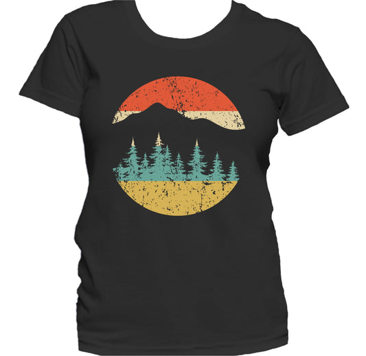 Outdoors Nature Camping Retro Mountains And Trees Icon Women's T-Shirt
