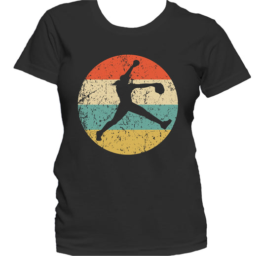 Retro Softball Pitcher 1960's 1970's Vintage Style Softball Women's T-Shirt