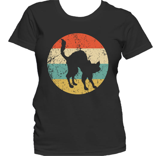 Retro Spooky Scary Halloween Cat Silhouette Creepy Women's T-Shirt