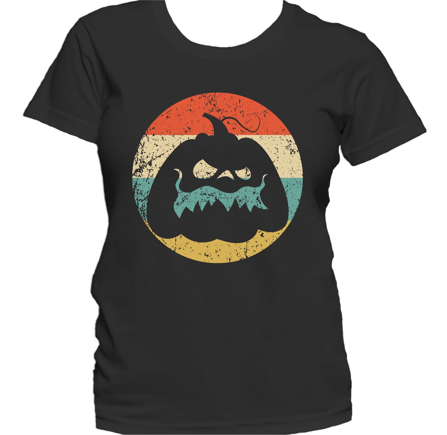 Retro Spooky Scary Jack-o-lantern Pumpkin Creepy Halloween Women's T-Shirt
