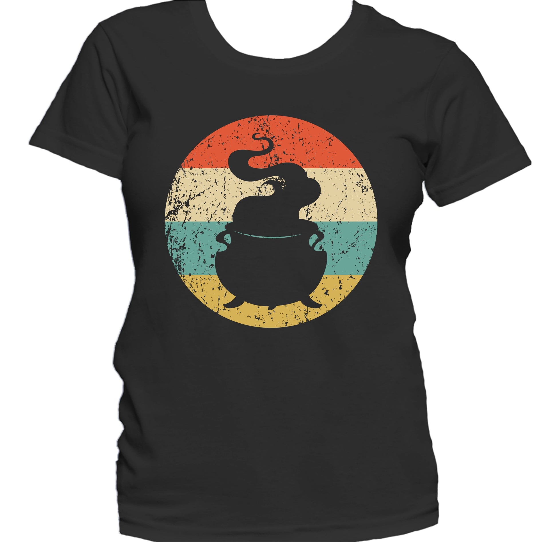 Retro Spooky Scary Witch Cauldron Silhouette Halloween Women's T-Shirt