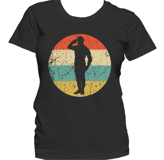 Military Man Salute Silhouette Retro Soldier Women's T-Shirt