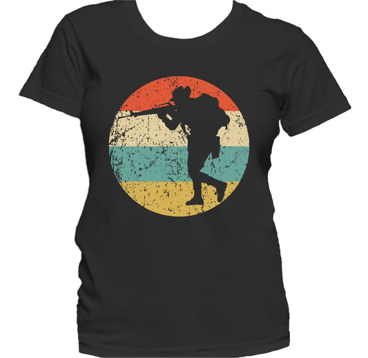 Walking Soldier Silhouette Retro Military Women's T-Shirt