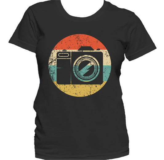 Camera Silhouette Retro Photographer Women's T-Shirt