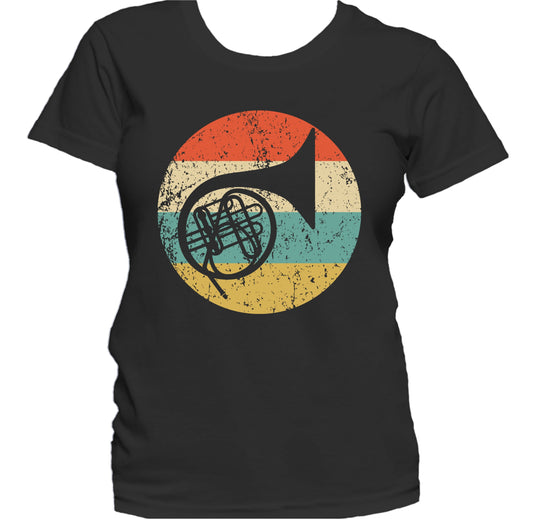 French Horn Retro Music Musician Musical Instrument Women's T-Shirt