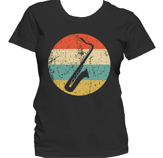 Saxophone Silhouette Retro Music Musician Musical Instrument Women's T-Shirt
