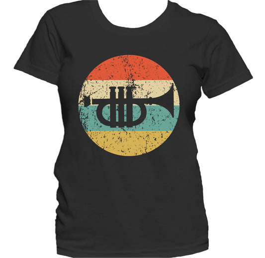 Trumpet Silhouette Retro Music Musician Musical Instrument Women's T-Shirt