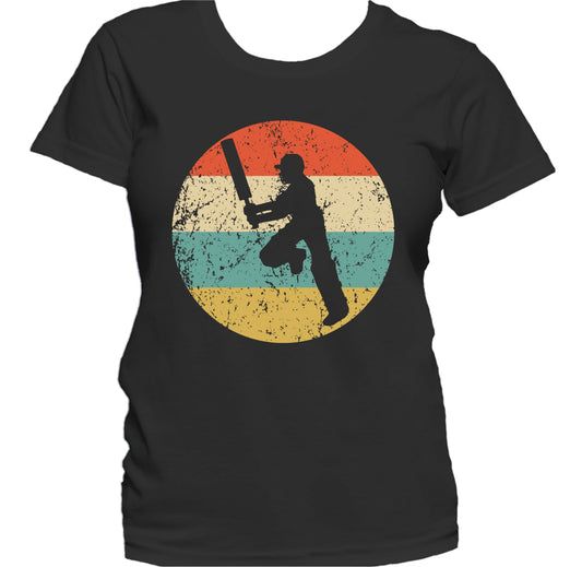 Cricket Player Silhouette Retro Sports Women's T-Shirt