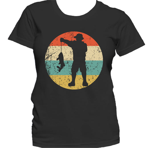Fisherman Silhouette Retro Fishing Women's T-Shirt