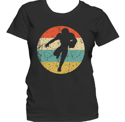 Football Player Running Back Silhouette Retro Sports Women's T-Shirt