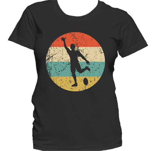 Rugby Player Rugby Kick Silhouette Retro Sports Women's T-Shirt