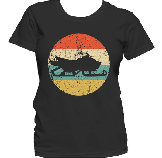 Snowmobile Silhouette Retro Winter Sports Women's T-Shirt