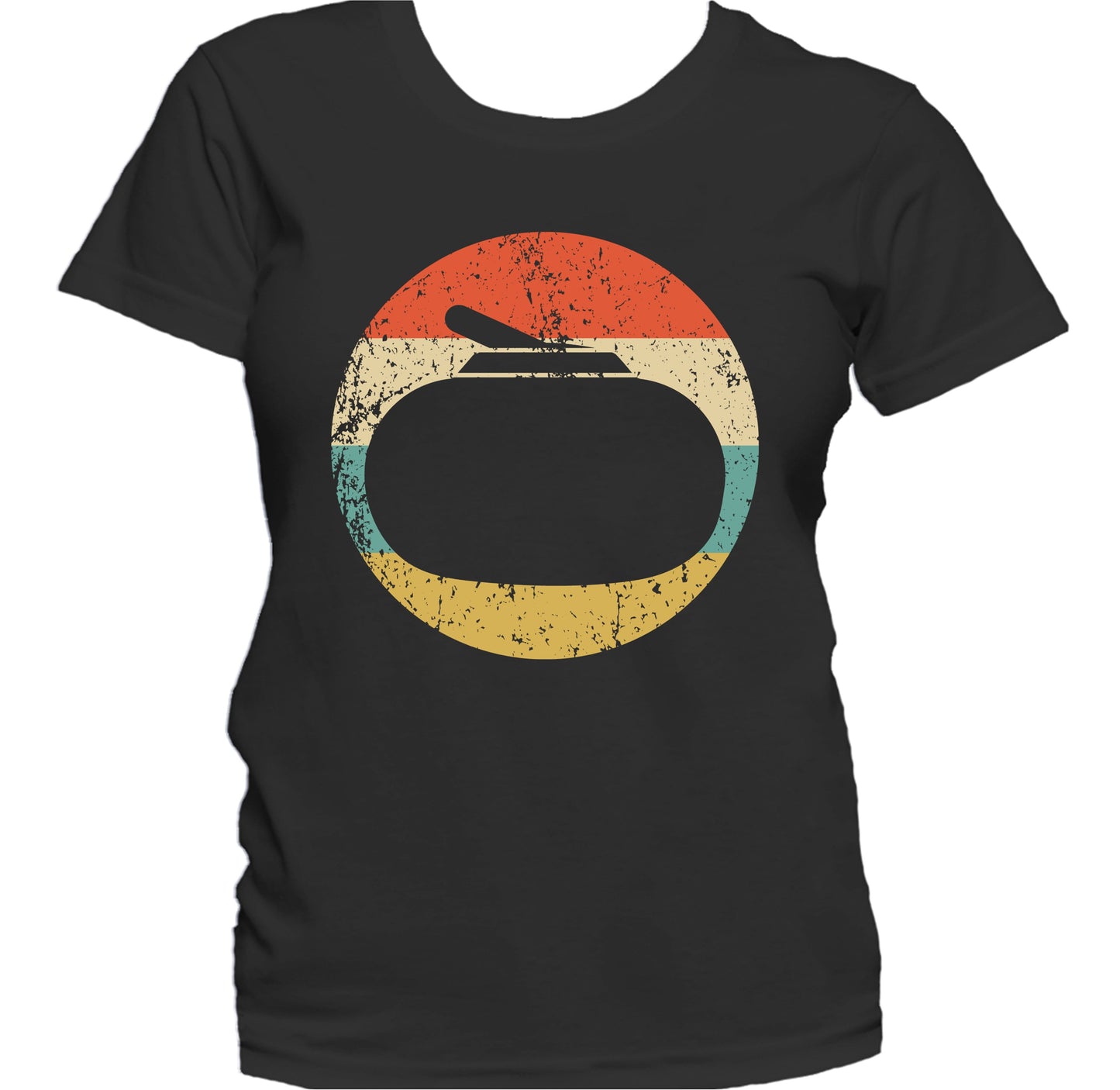 Curling Stone Silhouette Retro Winter Sports Women's T-Shirt