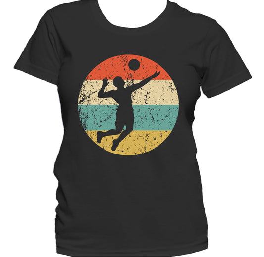 Volleyball Player Serve Silhouette Retro Sports Women's T-Shirt