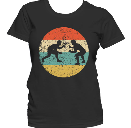 Wrestling Wrestlers Silhouette Retro Sports Women's T-Shirt