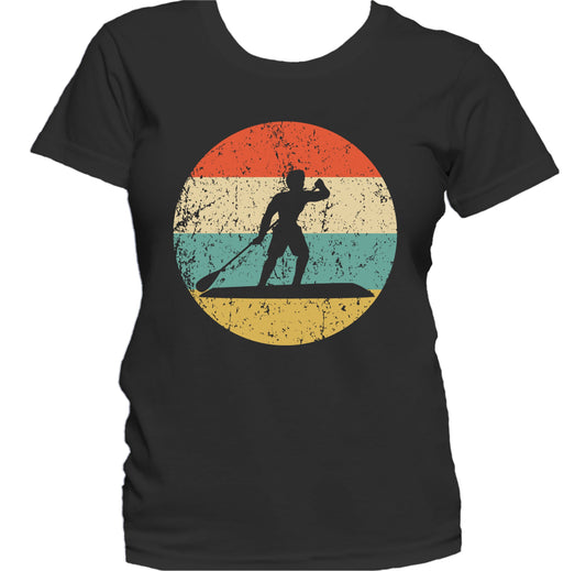 Paddleboarder Paddleboarding Silhouette Retro Paddleboard Women's T-Shirt