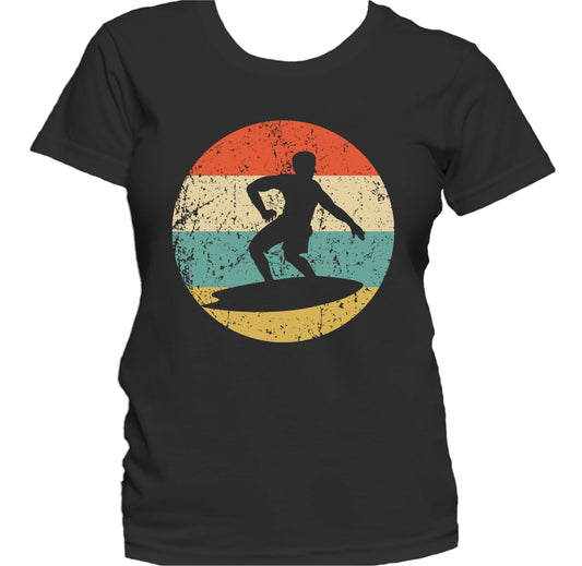 Surfing Silhouette Retro Surfer Women's T-Shirt
