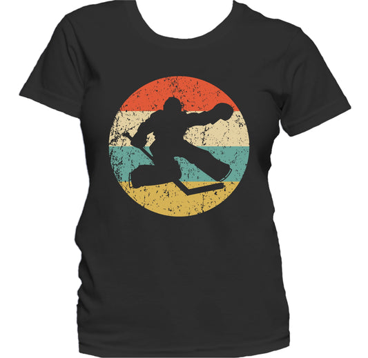 Hockey Player Goalie Silhouette Retro Sports Women's T-Shirt