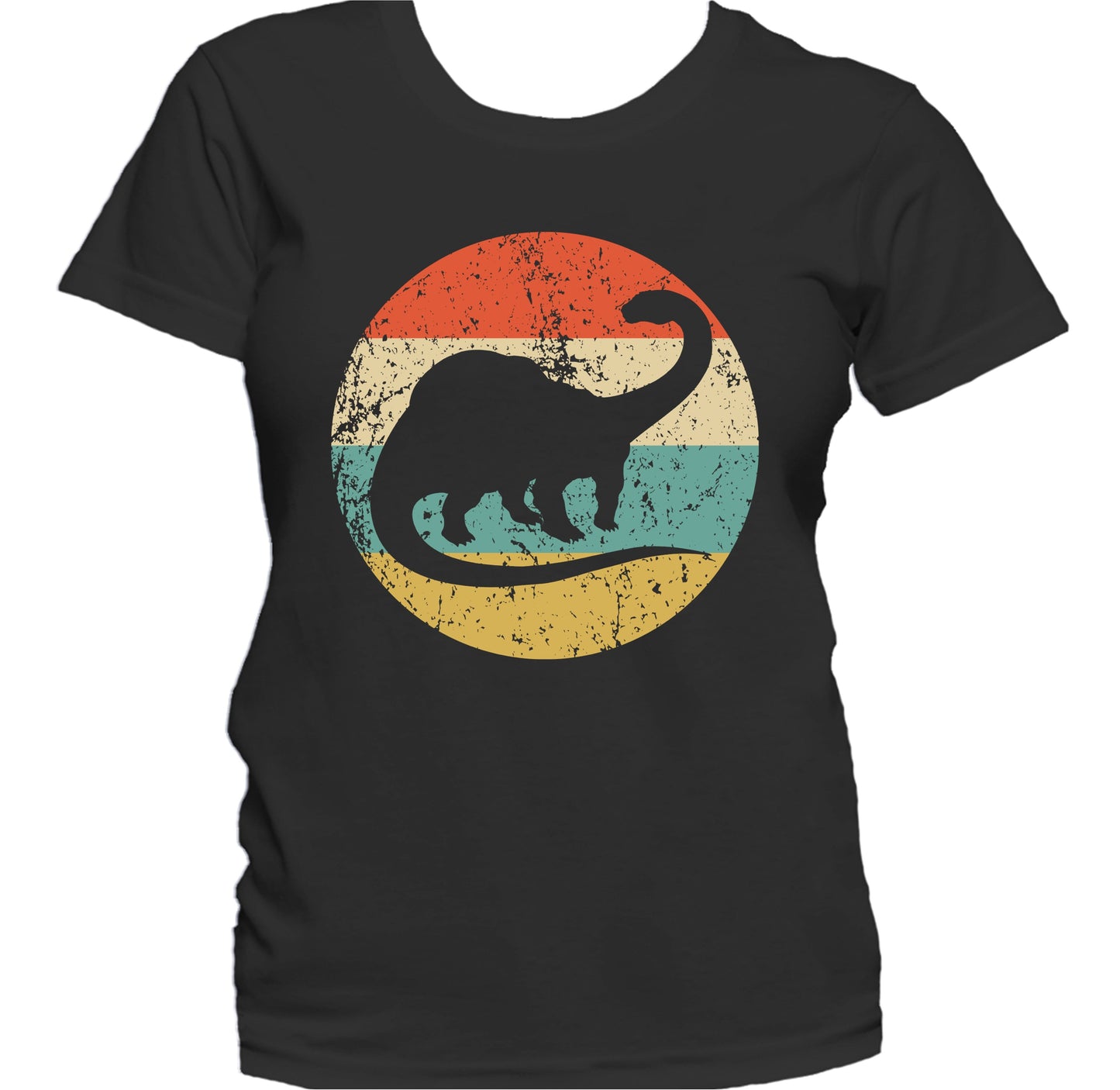 Brontosaurus Apatosaurus Silhouette Retro Dinosaur Women's T-Shirt