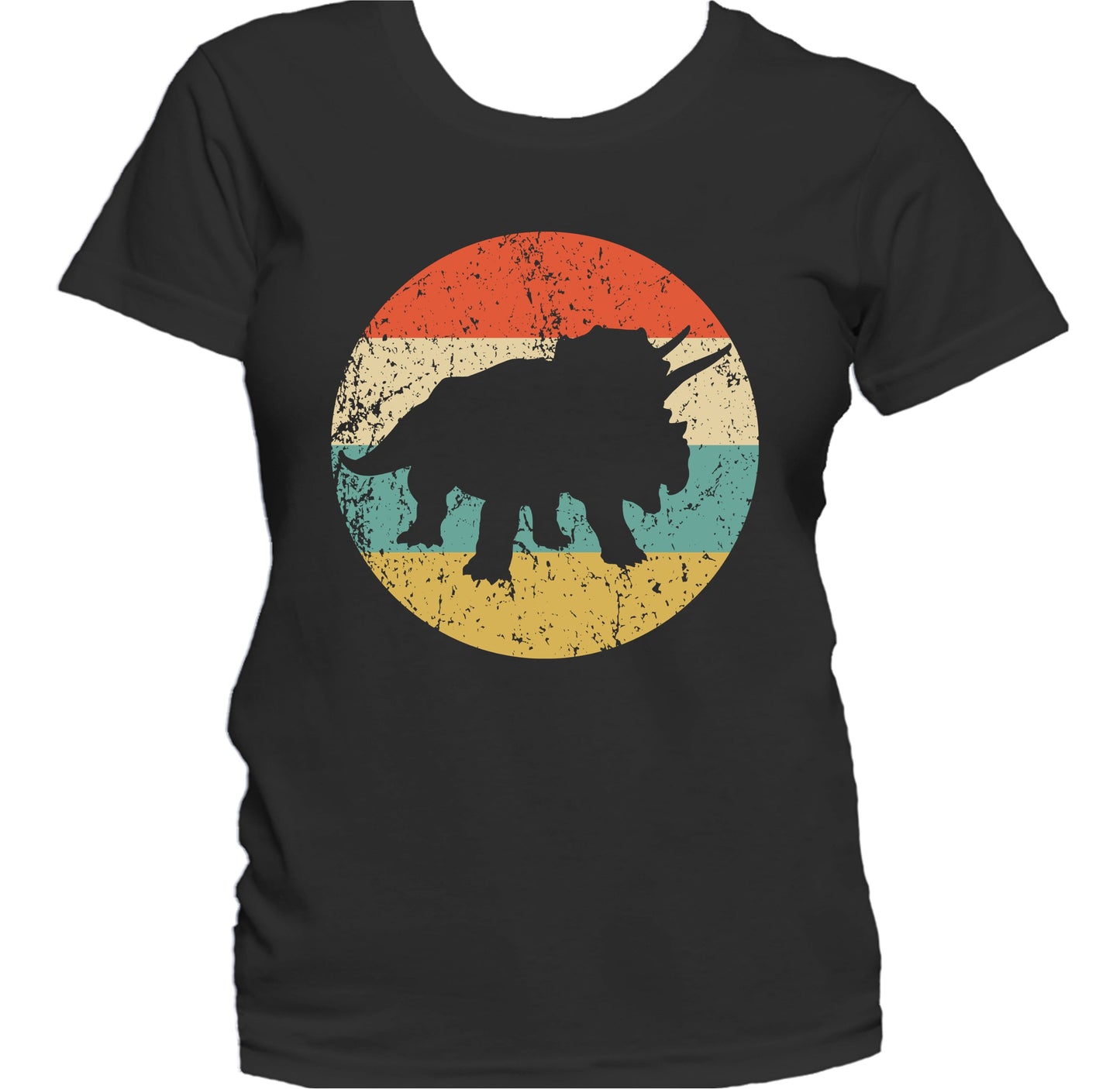 Triceratops Silhouette Retro Dinosaur Women's T-Shirt