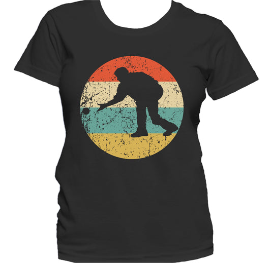 Man Playing Bocce Silhouette Retro Bocce Ball Women's T-Shirt