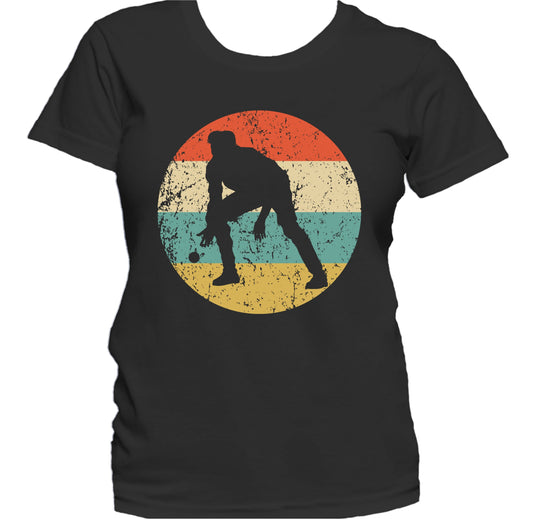 Man Playing Bocce Ball Silhouette Retro Bocce Women's T-Shirt