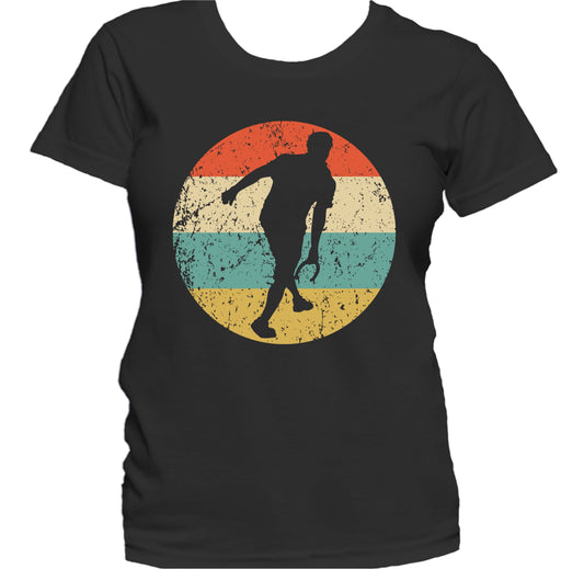 Man Playing Horseshoes Silhouette Retro Horseshoes Women's T-Shirt