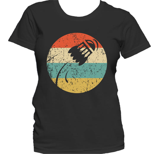 Flying Shuttlecock Icon Retro Badminton Women's T-Shirt