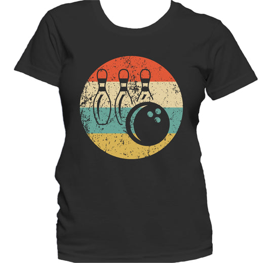 Bowling Ball and Pins Icon Retro Bowling Women's T-Shirt