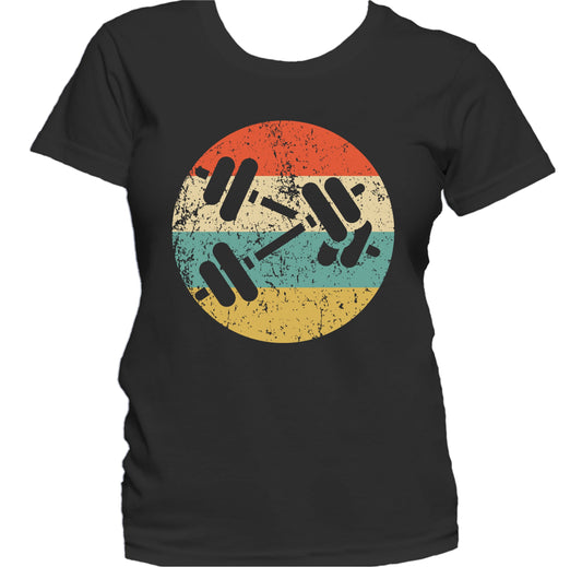 Dumbbell Weights Icon Retro Fitness Weightlifting Women's T-Shirt